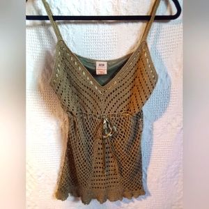 Faded Glory Lg 12-14 54% Silk 29% Acrylic 17% Rayon Greenish Summer Top